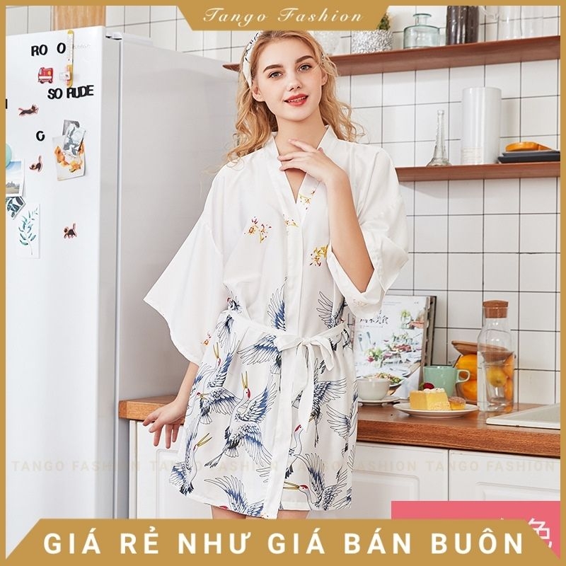 Áo choàng ngủ - lụa satin cao cấp, váy ngủ sexy, đầm mặc nhà gợi cảm quyến rũ + tặng bộ đồ lót siêu thấu [TANGO FASHION]