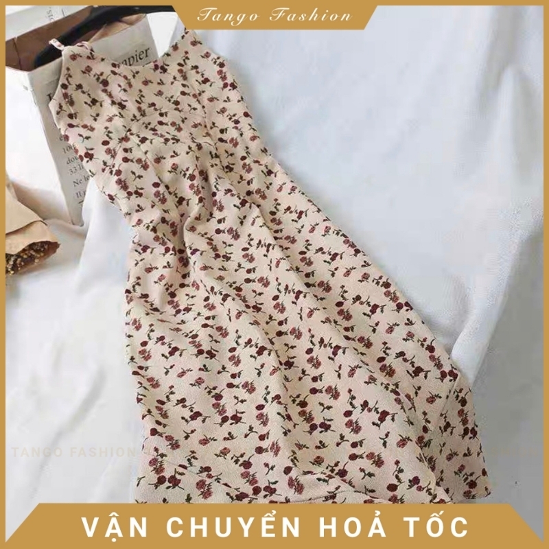 Váy hai dây nữ hoa nhí hàng quảng châu, chất thun co giãn 4 chiều, kiểu dáng suông dễ thương [TANGO SHOP]