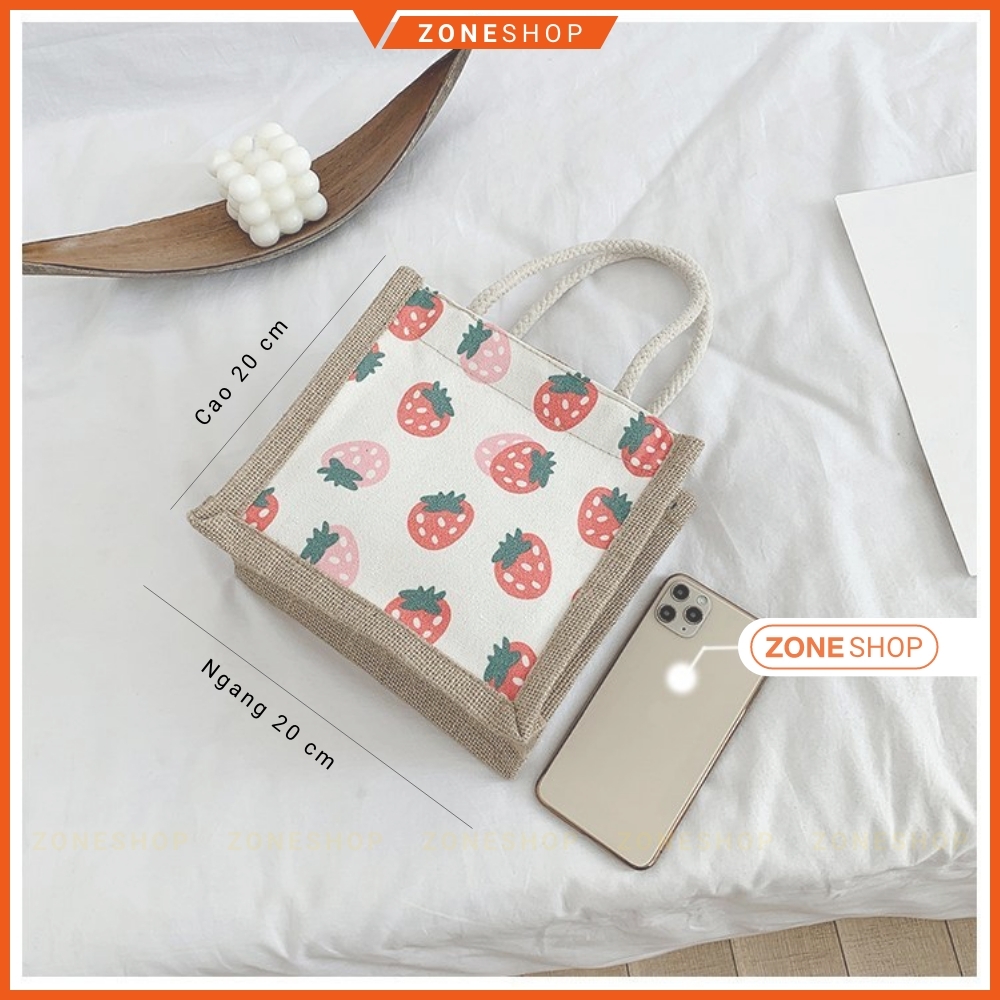 Túi cói mini hàng loại 1 GIÁ SỈ, có dây kéo, móc xách chắc chắn, nhiều mẫu mã, hoạ tiết [ZONESHOP]