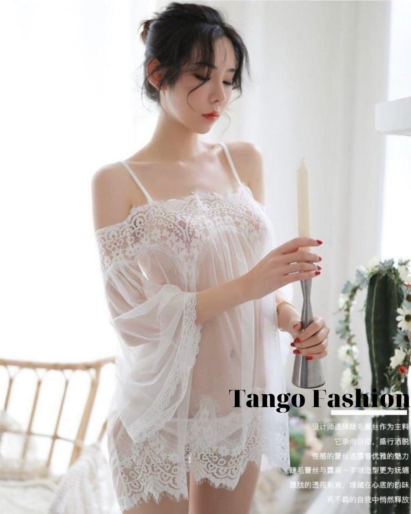 Váy ngủ sexy, Đầm voan ren xuyên thấu thiết kế gợi cảm + tặng quần chíp G-string [TANGO FASHION]