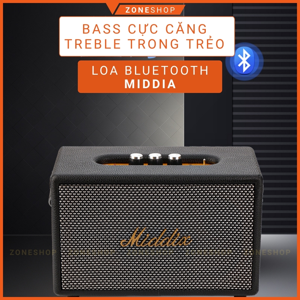 Loa Bluetooth MIDDIA Âm Thanh Sống Động Thiết Kế Bọc Da Kiểu Dáng Phong Cách ZONESHOP