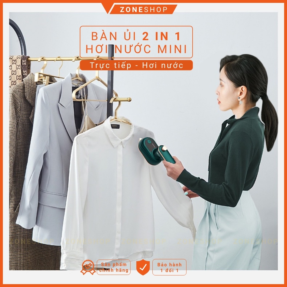 Bàn Ủi Hơi Nước Mini Cầm Tay ZoneHouse, bàn ủi 2 trong 1, ủi trực tiếp,hơi nước, bàn là mini thuận tiện du lịch ZONESHOP