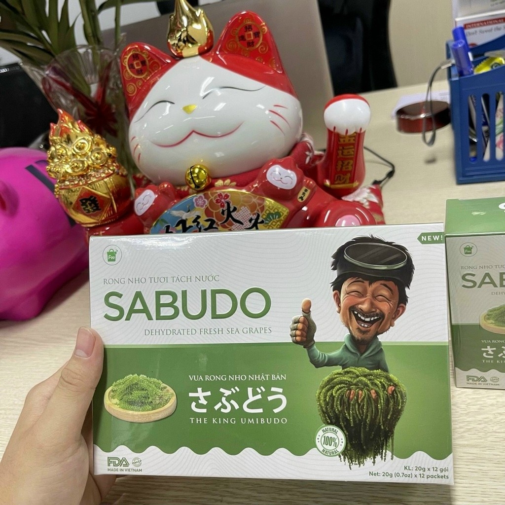 [CHÍNH HÃNG] COMBO 1 Hộp Rong nho tách nước SABUDO và 1 Chai xốt mè rang, vua rong nho Nhật Bản, rong nho Sabudo