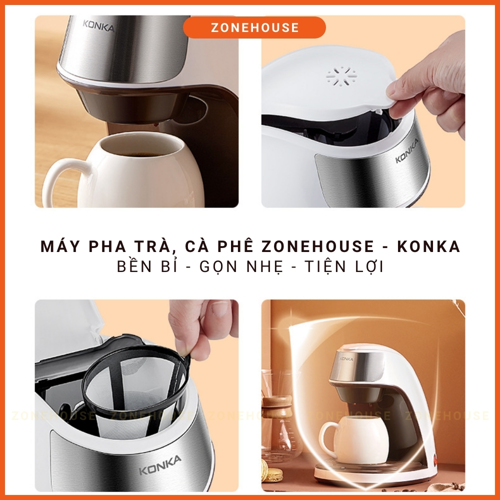 Máy pha cà phê, pha trà Konka ZoneHouse, Máy pha cafe trà mini gia đình tiện dụng và đẳng cấp chính hãng [ZONESHOP]