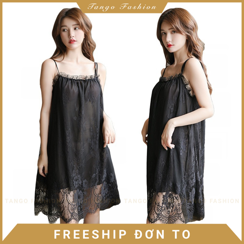 Đầm Ngủ Sexy - Váy Ngủ Ren Voan Ren Công Chúa 2 Lớp Cao Mềm Mát Mịn Quyến Rũ (Tặng ngay 1 quần lót lọt khe)
