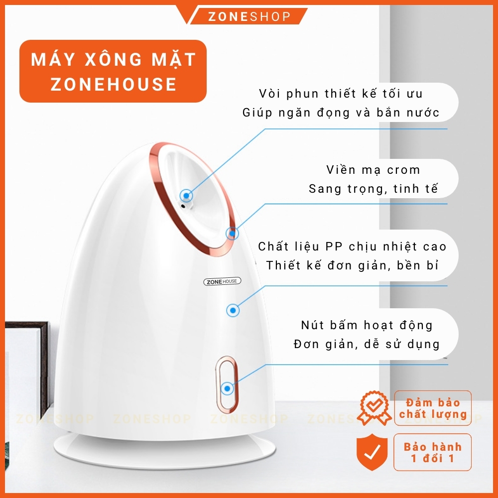 Máy xông hơi mặt ZONEHOUSE, thế hệ mới, phun sương Nano, xông hơi nóng massage mặt cao cấp chính hãng [ZONESHOP]
