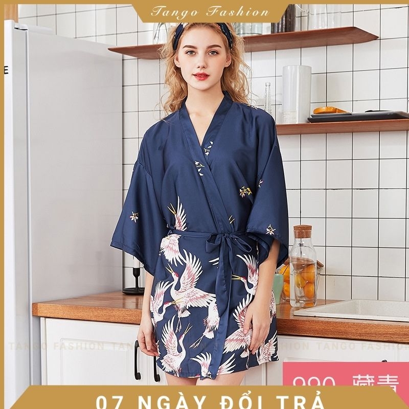 Áo choàng ngủ - lụa satin cao cấp, váy ngủ sexy, đầm mặc nhà gợi cảm quyến rũ + tặng bộ đồ lót siêu thấu [TANGO FASHION]