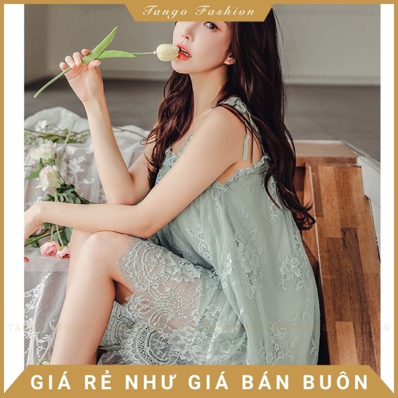Đầm Ngủ Sexy - Váy Ngủ Ren Voan Ren Công Chúa 2 Lớp Cao Mềm Mát Mịn Quyến Rũ (Tặng ngay 1 quần lót lọt khe)