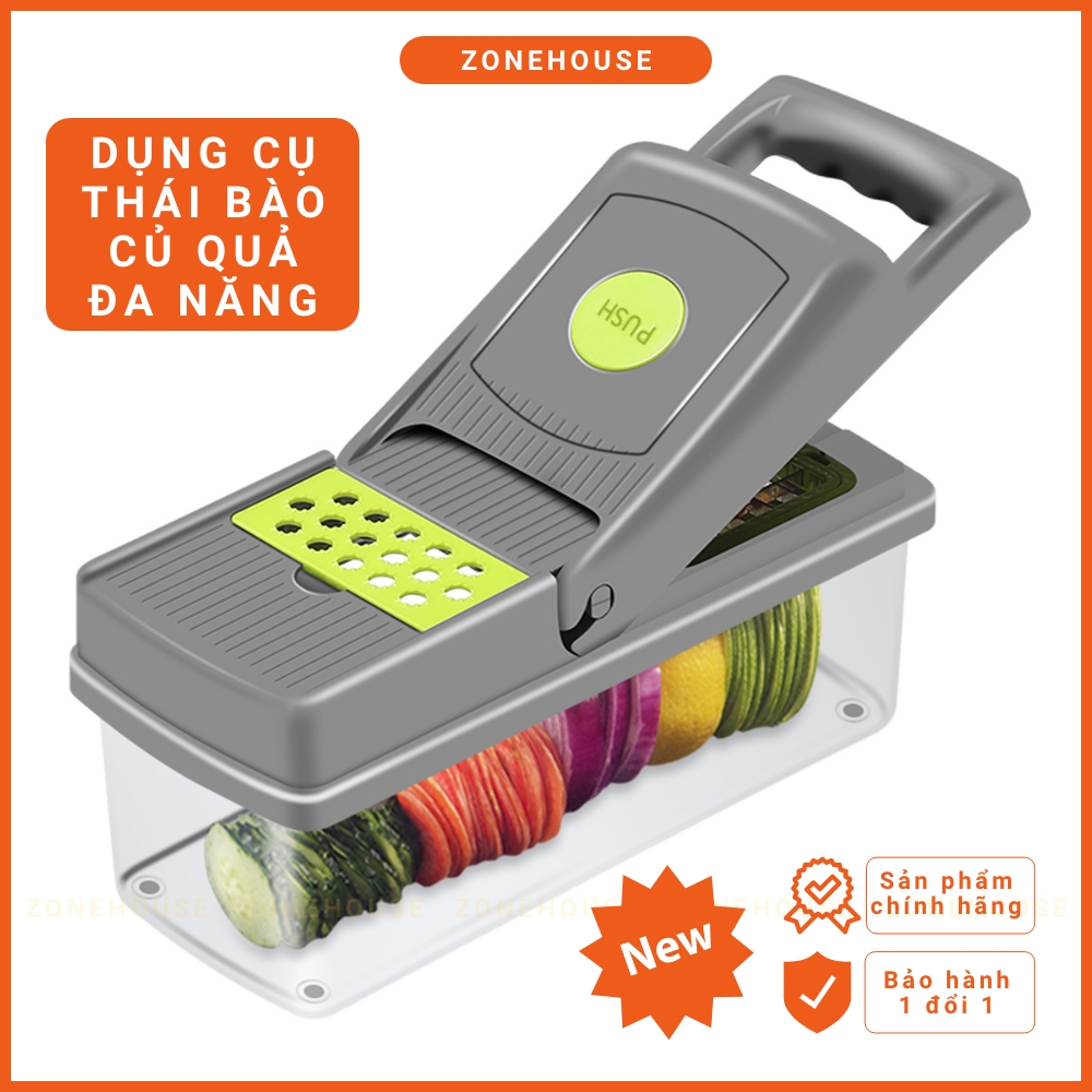 Hộp Cắt Rau Củ Trái Cây ZONEHOUSE, Kèm Lưỡi Dao Nạo Đa Năng, Bộ Cắt Thái Bào Sợi Củ Quả Hạt giá sỉ cực rẻ