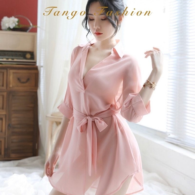 [Chất Đẹp - Form Chuẩn] Áo sơ mi ngủ nữ cao cấp - váy ngủ đẹp dài quyến rũ, đồ mặc nhà gợi cảm [TANGO FASHION]