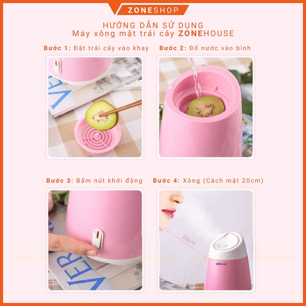 Máy xông mặt trái cây ZONEHOUSE, máy xông hơi mặt hoa quả, dưa leo, vòi phun mạnh, làm nóng nhanh [ZONESHOP]