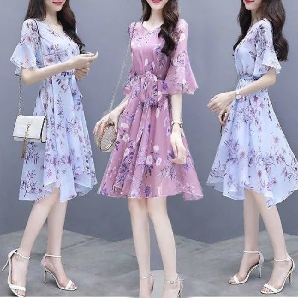 Váy hoa dự tiệc - Đầm hoa voan công sở, đi chơi Dáng Xoè Dễ Thương - Váy dự tiệc [TANGO SHOP]