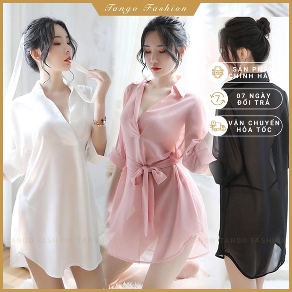 [Chất Đẹp - Form Chuẩn] Áo sơ mi ngủ nữ cao cấp - váy ngủ đẹp dài quyến rũ, đồ mặc nhà gợi cảm [TANGO FASHION]