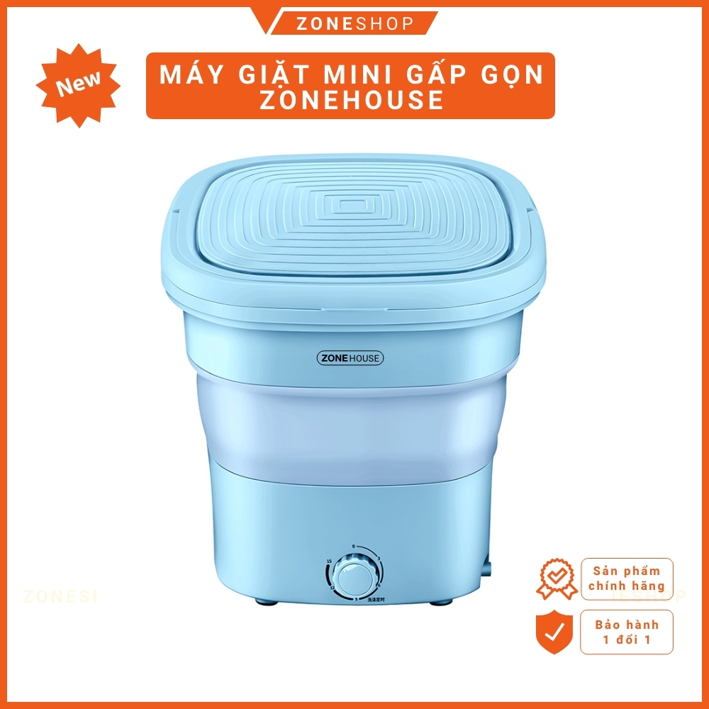 Máy giặt mini gấp gọn ZoneHouse Yangzi chính hãng, gấp gọn thông minh, vắt khô và khử trùng UV, CN Blue Ag [ZONESHOP]