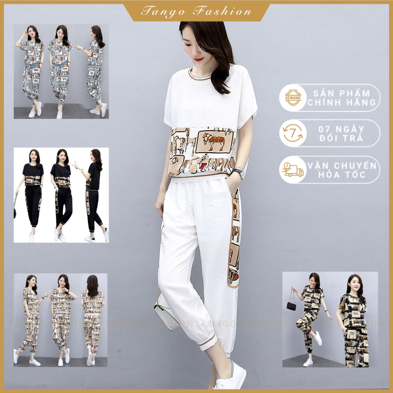 Đồ bộ mặc nhà nữ, Set bộ đi chơi, Đồ bộ thun thể thao hiện đại trẻ trung theo phong cách Hàn Quốc [TANGO FASHION]