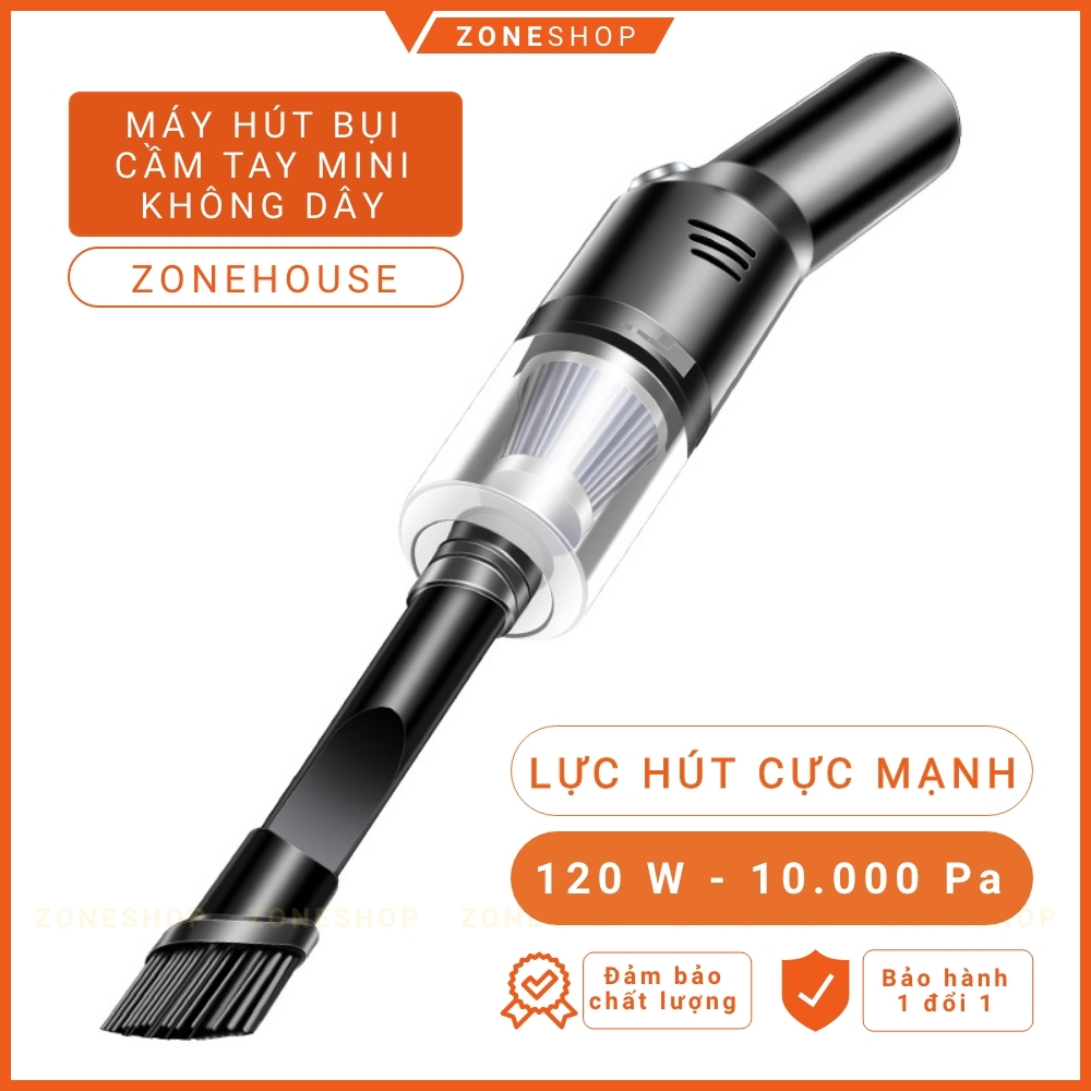 Máy hút bụi cầm tay mini ZONEHOUSE, sạc không dây đa năng lực hút siêu mạnh sử dụng hút bụi ô tô, bụi giường [ZONESHOP]