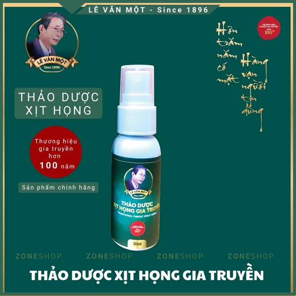 Thảo dược xịt họng gia truyền Lê Văn Một, khử khuẩn, giảm ho, đau kho rát họng, viêm họng cấp và mãn tính