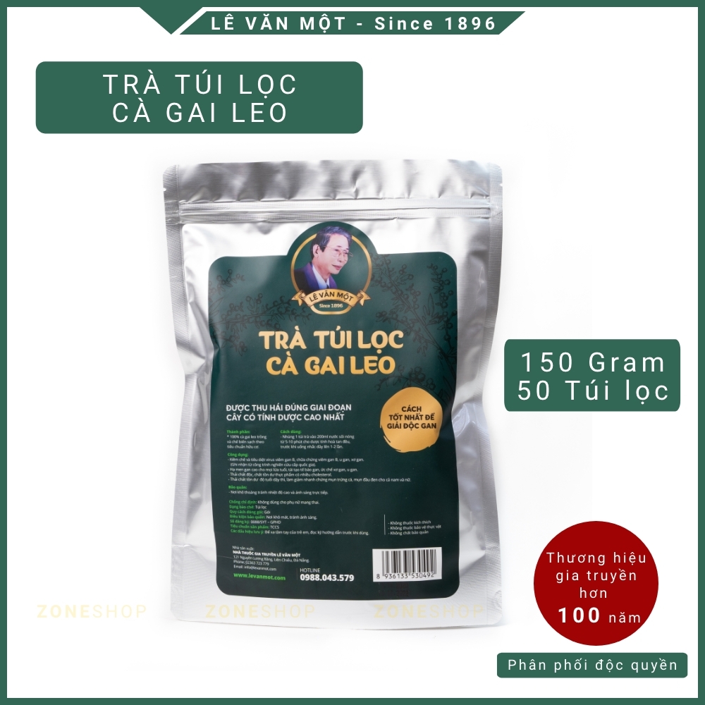 Trà túi lọc Cà Gai Leo Lê Văn Một, trà thảo dược Cà Gai Leo chính hãng, trà hạ men gan, thải độc, mát gan