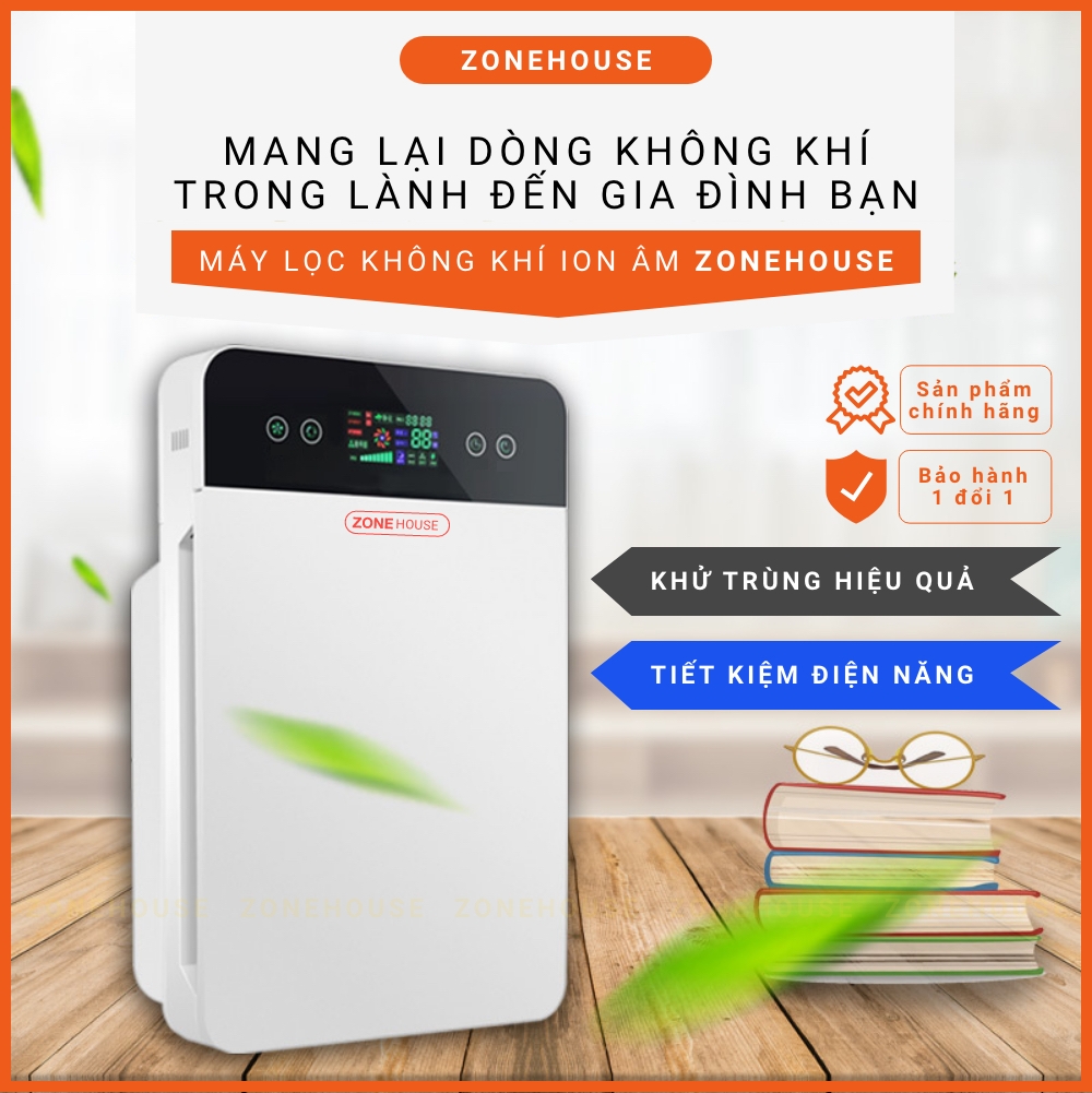 Máy Lọc Không Khí ION Làm Sạch Không Khí ZONEHOUSE - SUPER WOMAN, 3 Chế độ, Bộ lọc 3 lớp HEPA, Than hoạt tính
