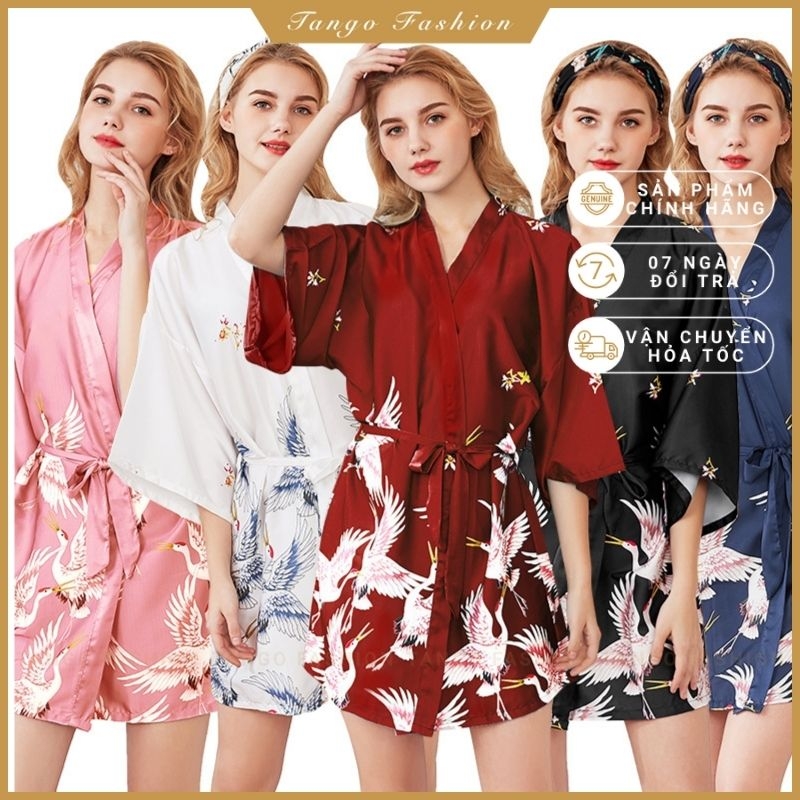 Áo choàng ngủ - lụa satin cao cấp, váy ngủ sexy, đầm mặc nhà gợi cảm quyến rũ + tặng bộ đồ lót siêu thấu [TANGO FASHION]