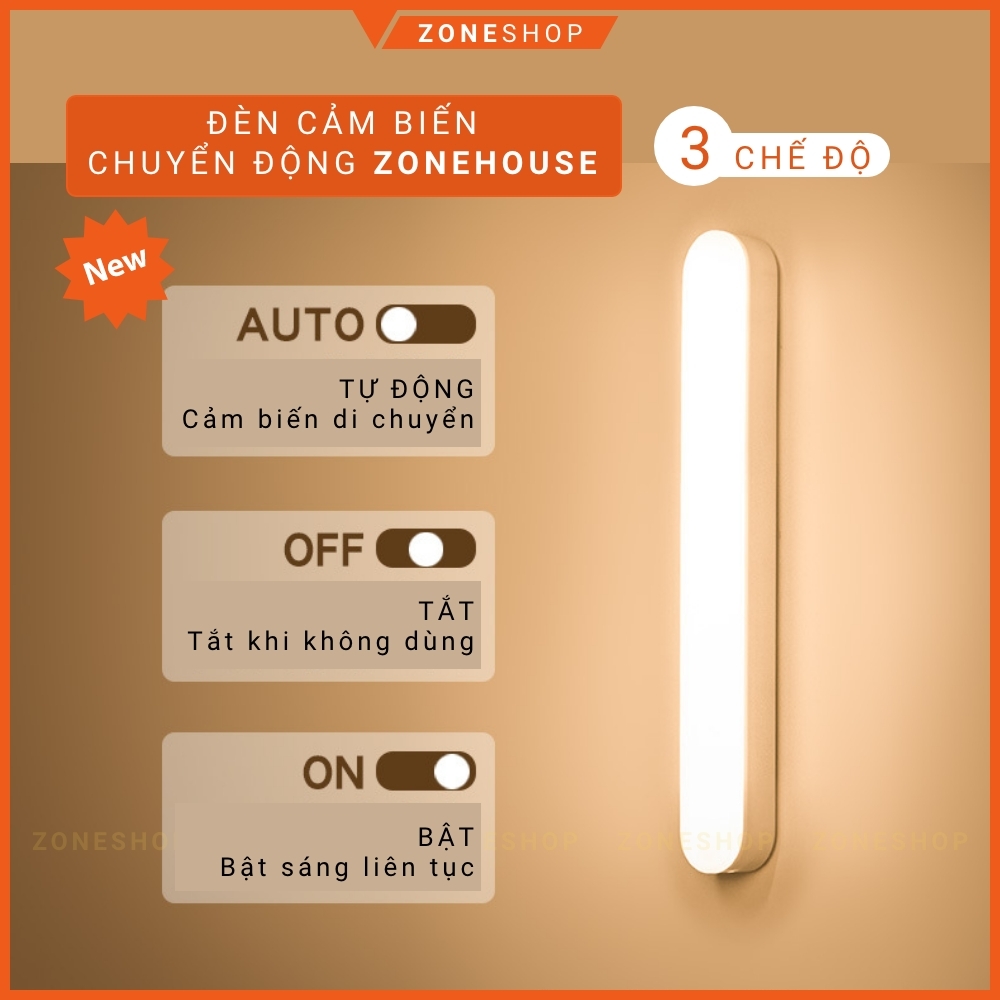 Đèn Led Cảm ứng Chuyển Động ZONEHOUSE Không Dây, Đèn cảm biến Thông Minh Gắn tủ quần áo, tủ bếp, Cầu Thang ZO