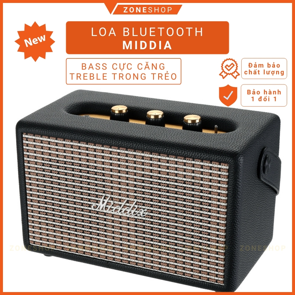 Loa Bluetooth MIDDIA Âm Thanh Sống Động Thiết Kế Bọc Da Kiểu Dáng Phong Cách ZONESHOP