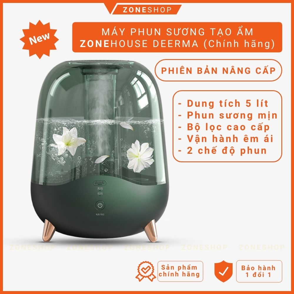 Máy phun sương tạo ẩm cao cấp ZONEHOUSE DEERMA dung tích 5 lít - màng lọc ion phun sương nano [ZONESHOP]